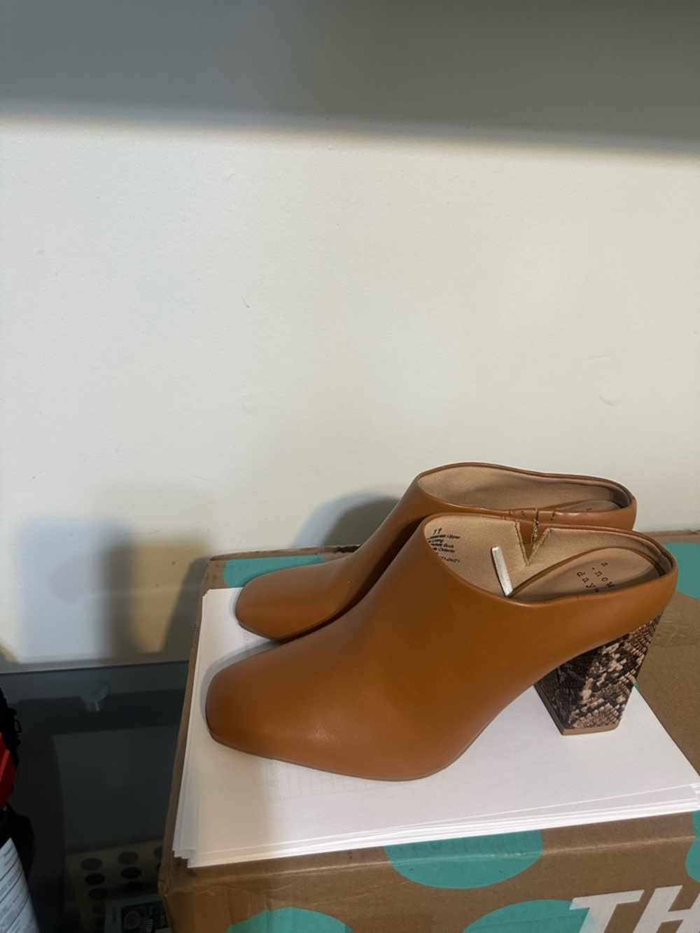 a new day Cognac Brown Square-Toe Mule Heels - Picture 2 of 5